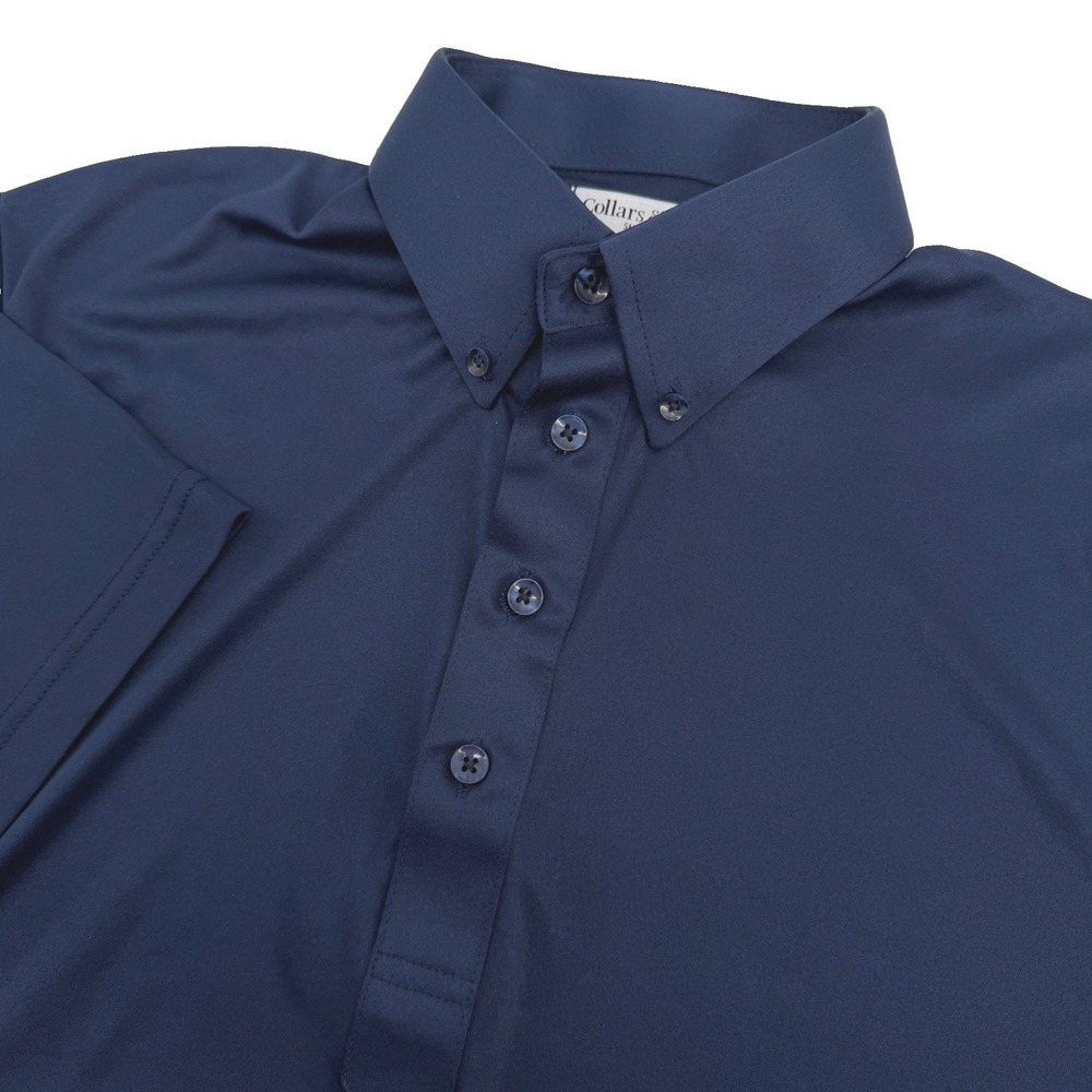 Collars & Co Polo Shirt Mens S Navy Short Sleeve‎ Button Down Dress Collar Golf